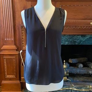 INC black zip front sleeveless top size M